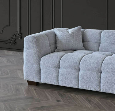 Aluxo Tribeca 3-Seater Sofa in Luxurious Pearl Boucle Fabric with Deep Channel Stitching - UK Luxury Furniture